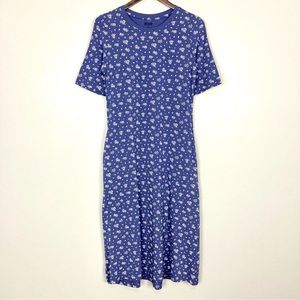 Duluth Free Range Organic Cotton Dress Women’s Size S Floral Pockets Midi Knit